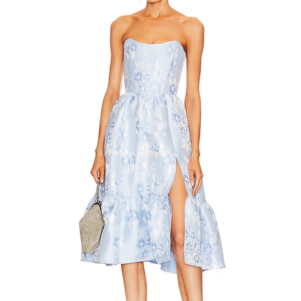 V. Chapman Virginia Strapless Gown Chambray Blue Baroque